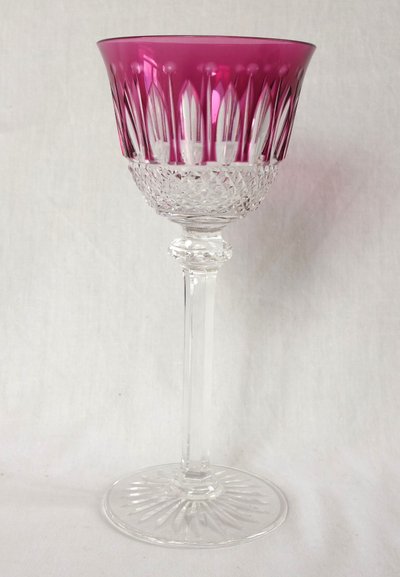 6 verres à vin du Rhin en cristal de St Louis, modèle Tommy - cristal overlay - signés