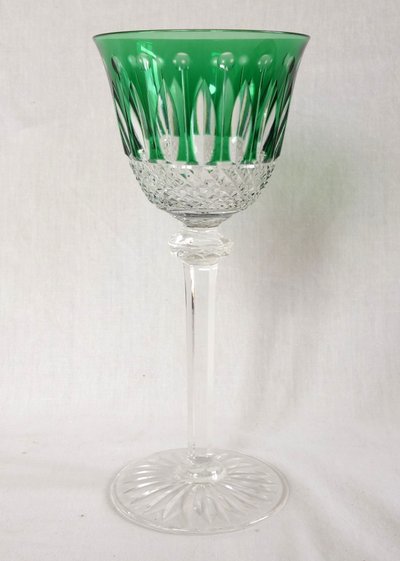 6 verres à vin du Rhin en cristal de St Louis, modèle Tommy - cristal overlay - signés