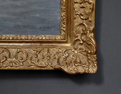 Dipinto "Il porto di Camaret", olio su tela, firmato H. Callot - Inizi del XX secolo