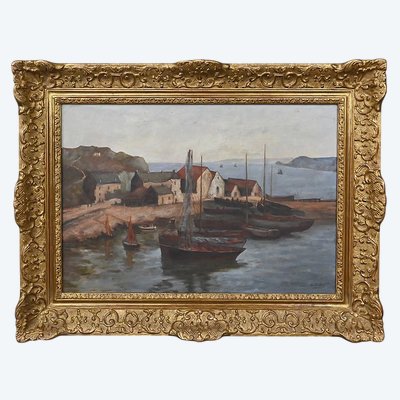 Painting "The Port of Camaret", Oil on Canvas, signed H. Callot - Early 20th Century
