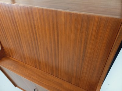 Vintage modular secretary desk bookcase in teak and metal from the 1960s