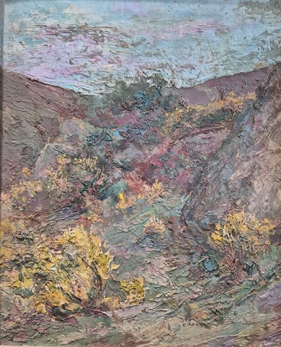 DEUX HUILES SUR CARTON "PAYSAGE D'AUVERGNE" PAR P.RAYMOND 1928