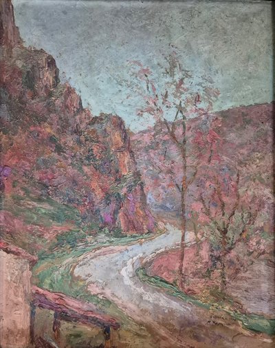 DEUX HUILES SUR CARTON "PAYSAGE D'AUVERGNE" PAR P.RAYMOND 1928