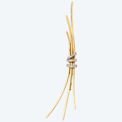 Grande broche en or 18k et diamants vers 1960