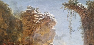 César Van LOO (Attribué à) - Porte de ville en ruine près d'une forge