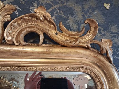 Louis Philippe period mirror, 161 x 90 cm, with pediment