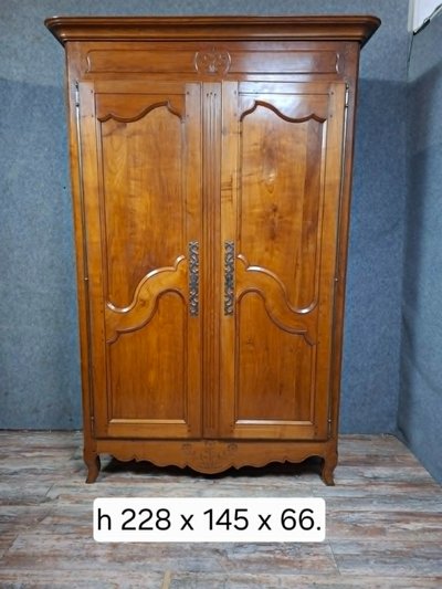 solid cherry wood wardrobe, late 18th - early 19th century