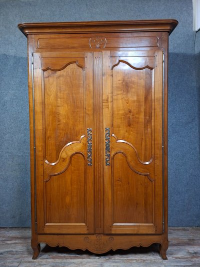 solid cherry wood wardrobe, late 18th - early 19th century
