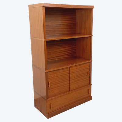 Meuble bibliothèque de rangement vintage en bois de chêne des années 60