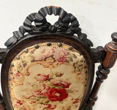 Napoleon III period solid wood chaise longue