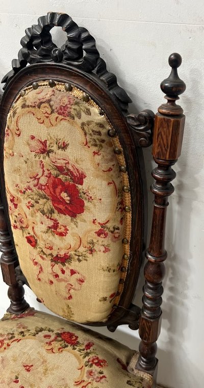 Napoleon III period solid wood chaise longue