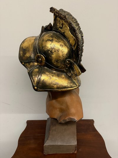 Buste antique en terre cuite gladiateur romain 1920, 86x34x24cm