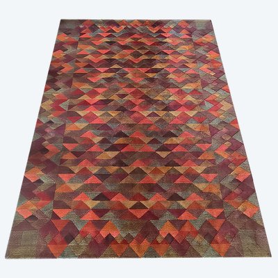 1980 Magnifique tapis géométrique en laine italienne "Luxor" par Missoni pour T&J Vestor