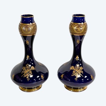 Paire de Vases en Faïence Fine, Jaget & Pinon – Début XXe