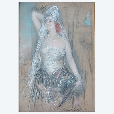 Louise LAVRUT - (1874 - 1956) - Portrait de femme - Pastel
