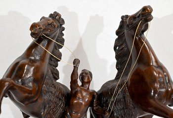 “Les Chevaux de Marly” fireplace set, after G. Coustou – Early 20th century