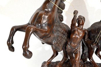 “Les Chevaux de Marly” fireplace set, after G. Coustou – Early 20th century