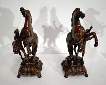 “Les Chevaux de Marly” fireplace set, after G. Coustou – Early 20th century