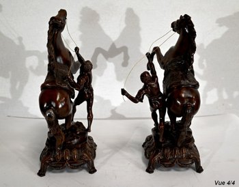 “Les Chevaux de Marly” fireplace set, after G. Coustou – Early 20th century