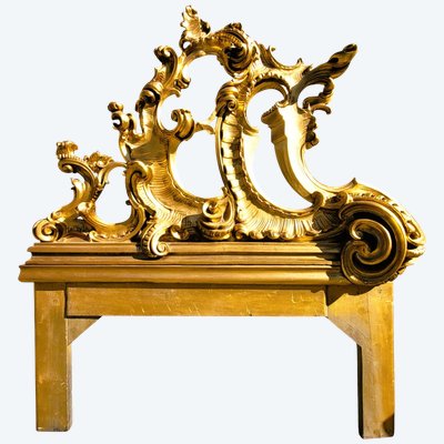 Large carved giltwood headboard, H200cm, 20th century