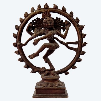 Statuette en bronze de Shiva Nataraj milieu XXe Art ethnique & religieux Indien