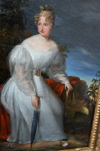 Charming painting XIX portrait of a young woman