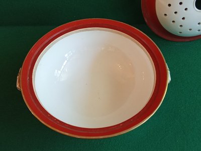 Alte Erdbeerplatte / Fräser Obstabtropfschale 19. Jahrhundert Porzellan Paris