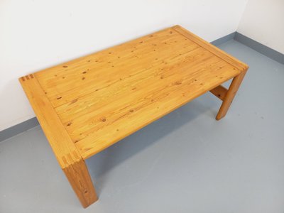 Grande table basse vintage en pin massif des années 70 80