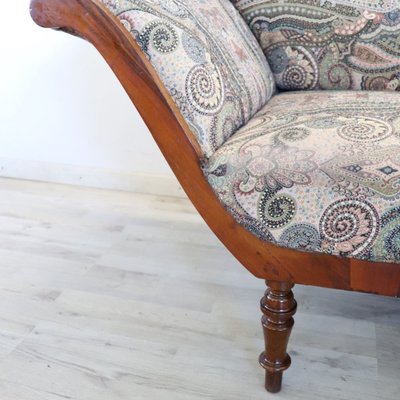 Antique Sofa or Chaise Longue in Walnut, Italy 19th Century