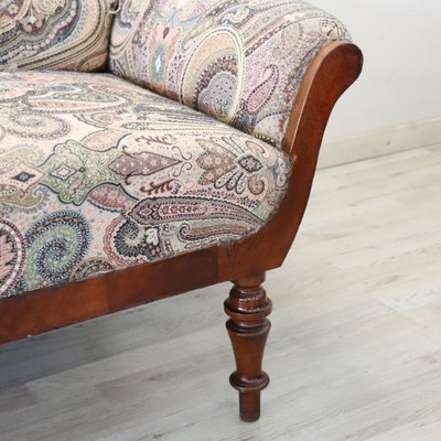 Antique Sofa or Chaise Longue in Walnut, Italy 19th Century