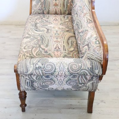 Antique Sofa or Chaise Longue in Walnut, Italy 19th Century