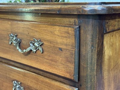 Louis XV style late 19th century 2-drawer chest in walnut and poplar