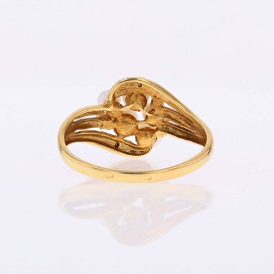 Bague deux ors diamants perles de culture
