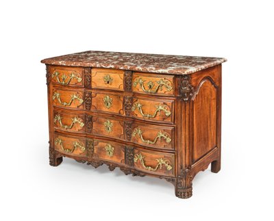 Beautiful Louis XIV style crossbow-front chest of drawers