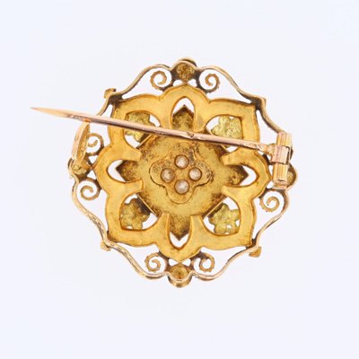 Alte Kragenbrosche Gold Diamant Feinperlen