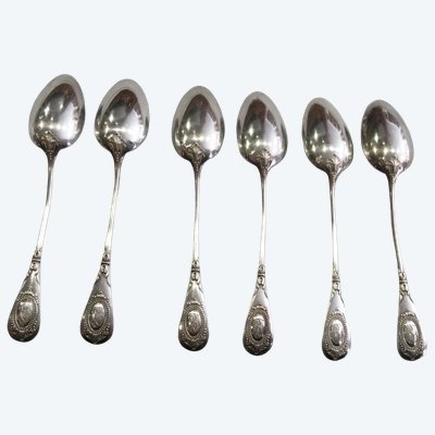 6 cucchiai da dessert in argento