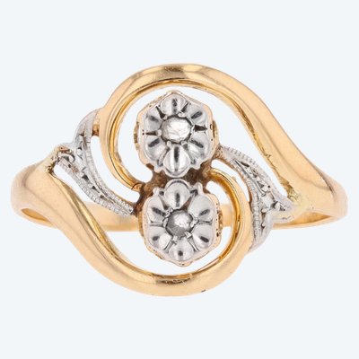 Anello con diamante in oro antico Toi et Moi