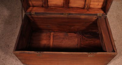19th Century Camphror Wood Marine Or Campaign Chest With Double Locks