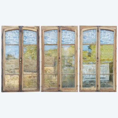Antico 19 ° secolo finestre ad arco Superb Espagnolette Cremone Door Bookcase Display case