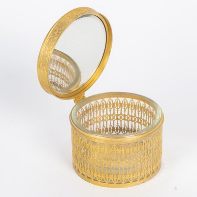 Petit coffret à bijoux en bronze doré et émail rose, époque XIXᵉ siècle