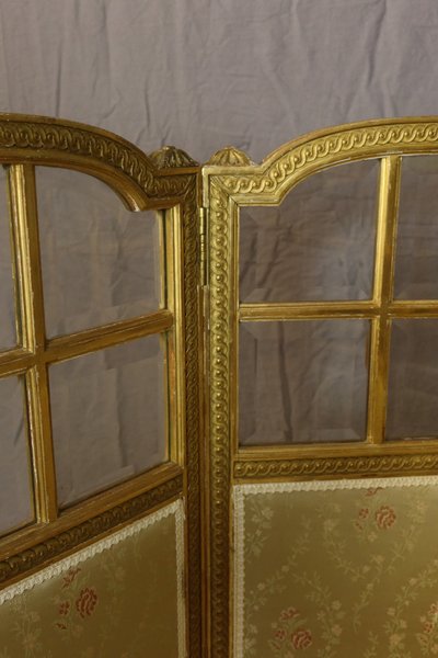 Paravento Napoleone III in legno dorato