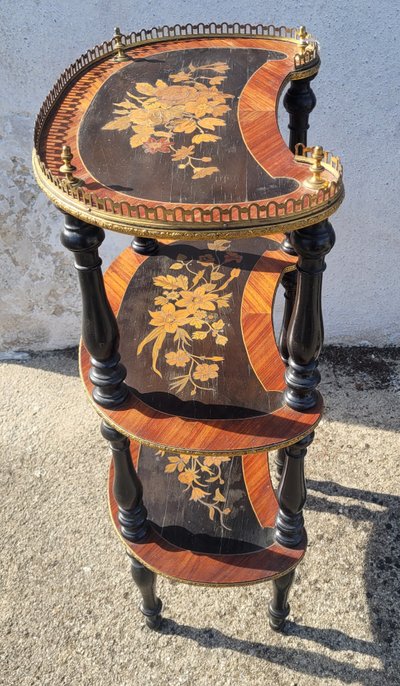 Bohnenförmiger Intarsien-Sockeltisch, Regal oder Beistelltisch im Stil Napoleons III.