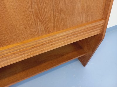 60's vintage oak secretary bookcase storage cabinet
