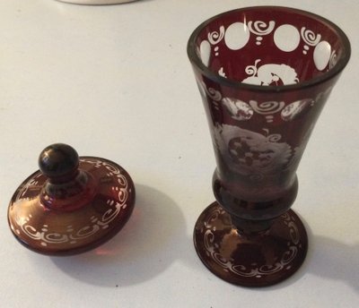 Miniature candle-holder, Bohemian crystal