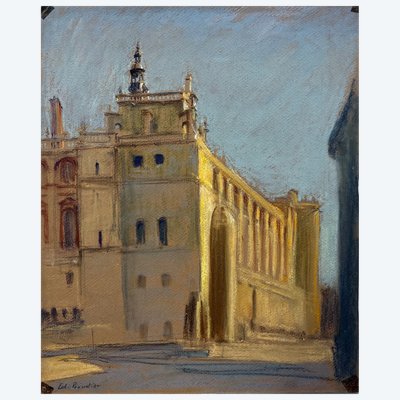Tableau étude Pastel Ed. Pannetier (1884-1965) Château de Saint-Germain en Laye