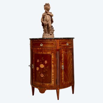 Commode Demi Lune En Marqueterie d'Epoque Louis XVI Vers 1770