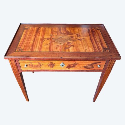 Table de dame en marqueterie dans le goût de topino 19 eme siècle