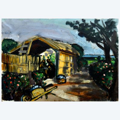 CHABAUD Auguste (1882-1955) « Le lavoir fleuri au Mas Martin, Graveson » Provence Avignon Alpilles