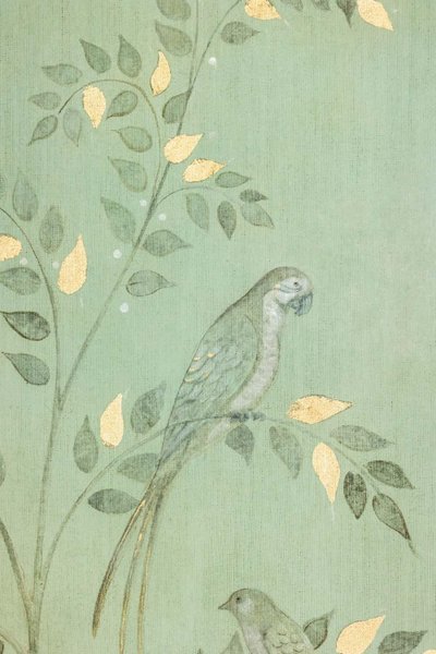 Bemalte Leinwand, oder dekoratives Panel, Papageien und Vogel. Zeitgenössisch. LS6782B1081