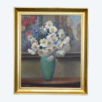 Olio su tela - Marc-Antoine - Mazzo di fiori su tavola